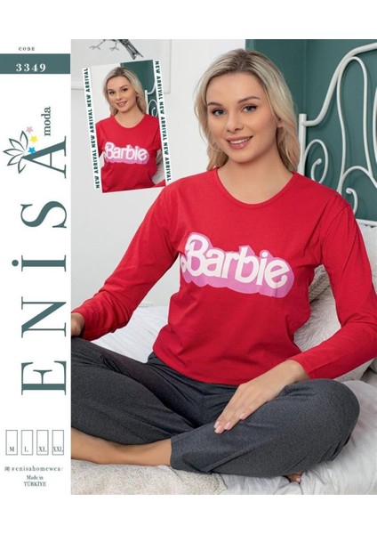 Moda Genç Uzun Kol Pijama Takım Kırmızı