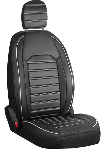 Jeep Comander Uyumlu Lüx Deri Oto Koltuk Kılıfı Ön Arka Takım Giydirme Model Siyah Beyaz