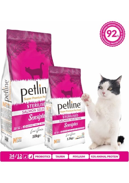 Pet Line Petline Sensiplus Somonlu Kısırlaştırılmış Kedi Maması 10 kg