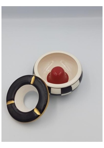 Büyük Kapaklı Küllük | Anneler Günü İçin Hediyelik Kül Tablası | Rüzgar Geçirmez Hediyelik Küllük Altın Yaldızlı