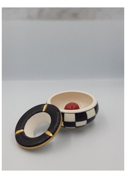 Büyük Kapaklı Küllük | Anneler Günü İçin Hediyelik Kül Tablası | Rüzgar Geçirmez Hediyelik Küllük Altın Yaldızlı