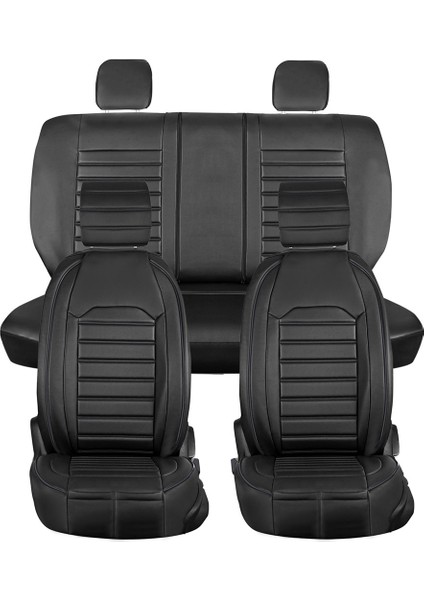 Jeep Comander Uyumlu Lüks Deri Oto Koltuk Kılıfı Ön Arka Takım Set Giydirme Model Siyah
