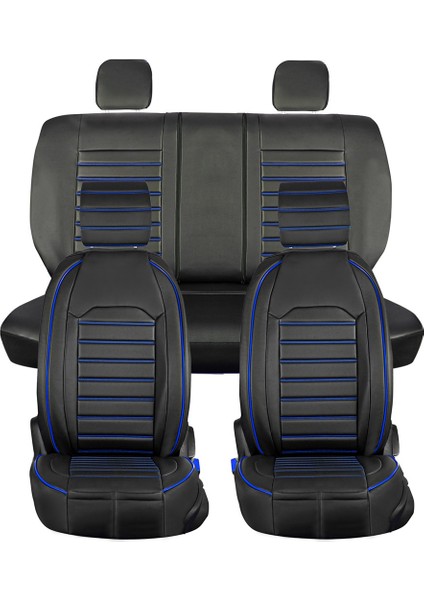 Fresh Start Seat Arona Uyumlu Lüks Deri Oto Koltuk Kılıfı Ön Arka Takım Set Giydirme Model Siyah Mavi