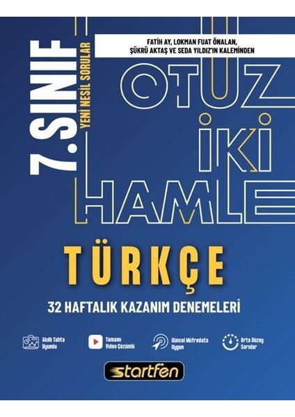 7. Sınıf Türkçe 32 Hamle Haftalık Kazanım Denemeleri