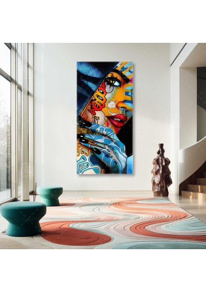 Sokak Sanatı Pop Art Comic Street Art Modern Boyuna Dikey Kanvas Tablo