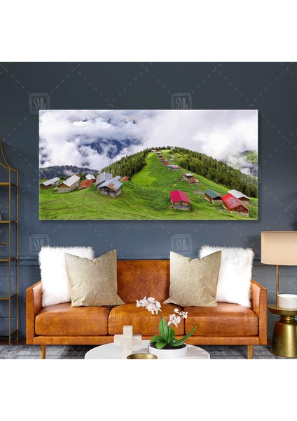 Pokut Yaylası Karadeniz Rize Doğa Sis Dağlar Manzara Enine Yatay Kanvas Tablo