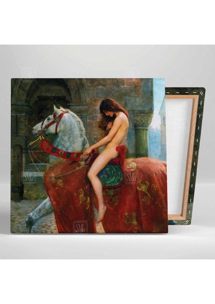 Lady Godiva John Collier 1897 Ledi At Üstünde Tarihi Kadın Kare Kanvas Tablo