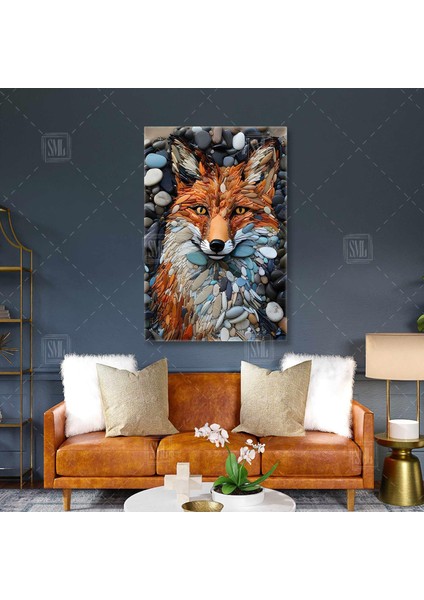 Tilki Taşlar Art Deniz Kum Taşları Dekoratif Dikey Kanvas Tablo