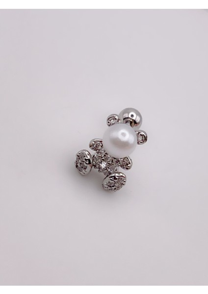 Cerrahi Çelik Incili Zirkon Taşlı Ayıcık Figürlü Kıkırdak Helix Tragus PIERCING(1ADET)