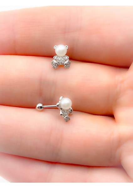 Cerrahi Çelik Incili Zirkon Taşlı Ayıcık Figürlü Kıkırdak Helix Tragus PIERCING(1ADET) modelleri