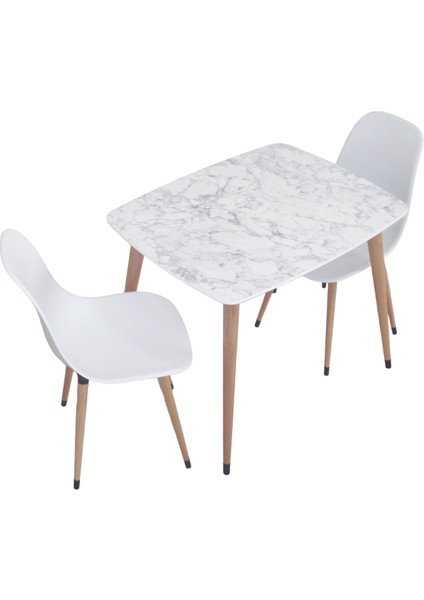 Yemek Masası Takımı Mutfak Masası 90X70 cm Ahşap Ayaklı Beyaz Masa 2 Adet Abant Beyaz Sandalye fiyatları