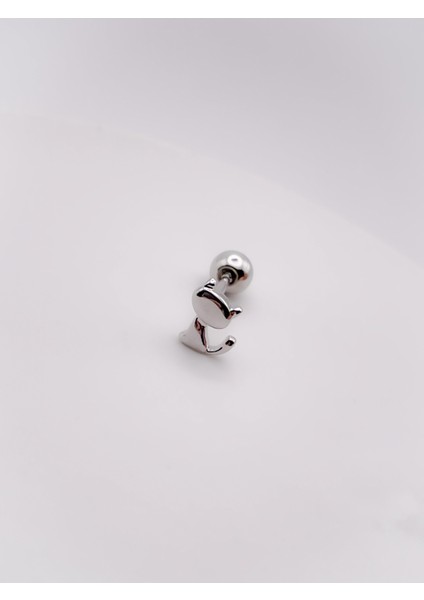 Cerrahi Çelik Kedi Figürlü Kıkırdak Helix Tragus PIERCING(1ADET)