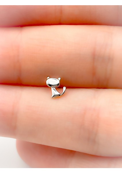 Cerrahi Çelik Kedi Figürlü Kıkırdak Helix Tragus PIERCING(1ADET) fiyatları