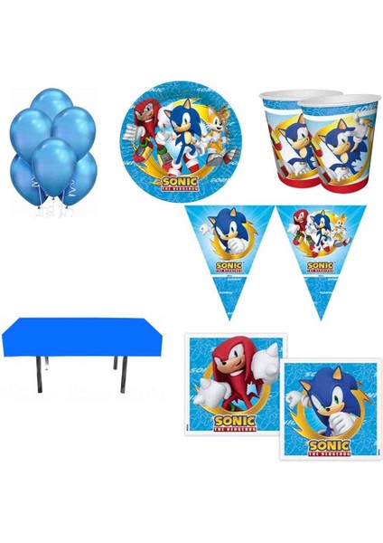 8 Kişilik Sonic Erkek Doğum Günü Süsleri