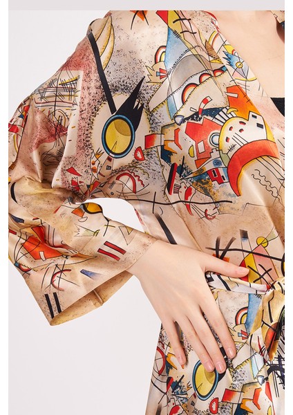 Nomads Felt Ipek Uzun Kimono Kaftan | Kandinsky Bustling Aquarelle | Nomads Felt