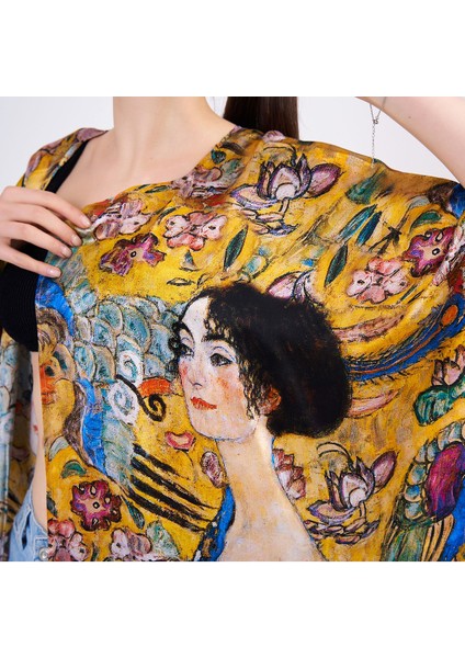 Ipek Kısa Kimono Pareo | Gustav Klimt Lady With Fan-Yelpazeli Kadın | Nomads Felt fiyatları
