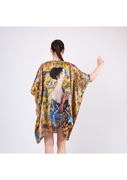 Ipek Kısa Kimono Pareo | Gustav Klimt Lady With Fan-Yelpazeli Kadın | Nomads Felt indirimleri