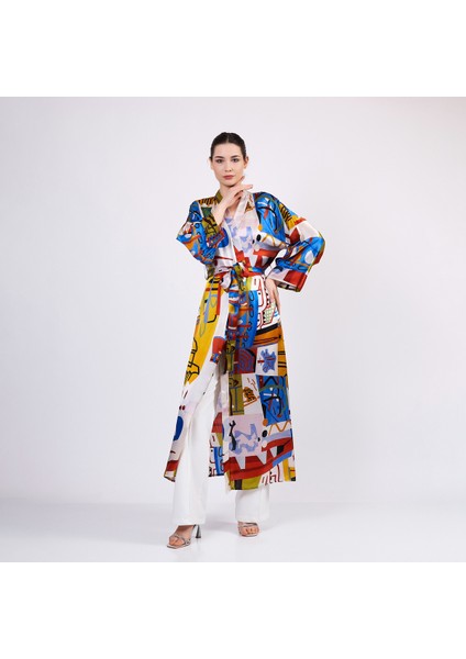 Saf Ipek Uzun Kimono | Nomads Art Koleksiyonu 1 | Nomads Felt