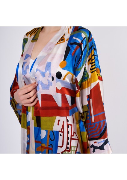 Saf Ipek Uzun Kimono | Nomads Art Koleksiyonu 1 | Nomads Felt