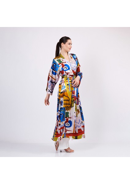 Saf Ipek Uzun Kimono | Nomads Art Koleksiyonu 1 | Nomads Felt