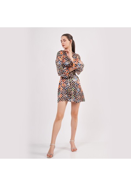 Saf Ipek Kısa Kimono Kaftan | Elhamra Desen 15 | Nomads Felt