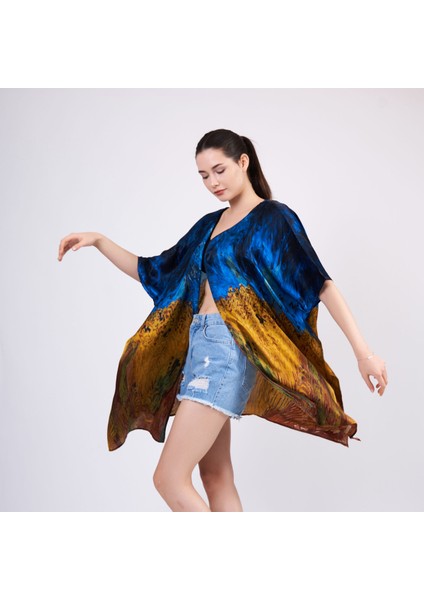 Nomads Felt Ipek Kısa Kimono Pareo | Van Gogh Wheatfield With Crows | Nomads Felt