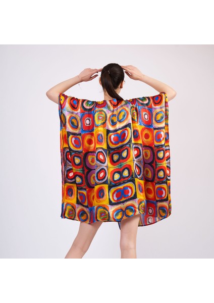 Ipek Kısa Kimono Pareo | Kandinsky Squares With Circles | Nomads Felt
