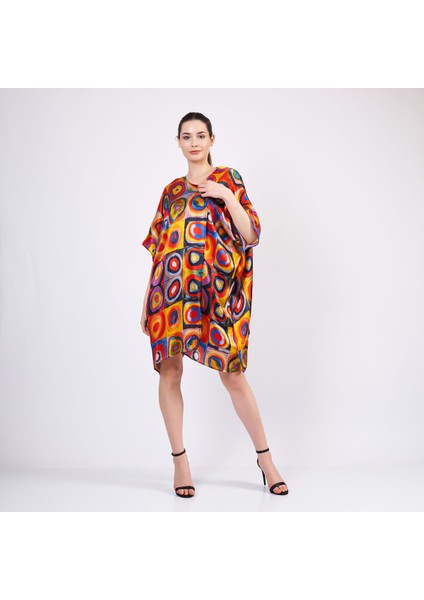 Ipek Kısa Kimono Pareo | Kandinsky Squares With Circles | Nomads Felt
