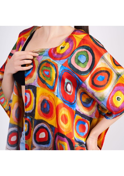 Ipek Kısa Kimono Pareo | Kandinsky Squares With Circles | Nomads Felt