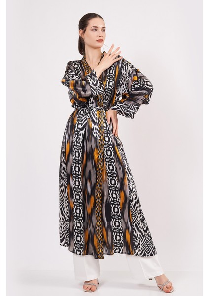 Nomads Felt Saf Ipek Kimono Kaftan | Ikat Desen 14