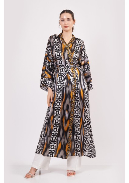 Nomads Felt Saf Ipek Kimono Kaftan | Ikat Desen 14