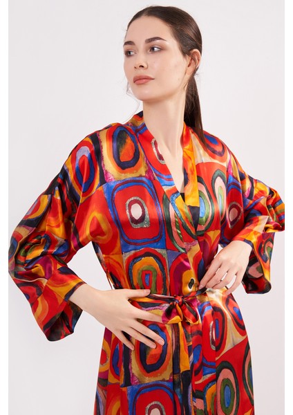 Nomads Felt  Ipek Uzun Kimono Kaftan | Kandinsky Squares With Circles | Nomads Felt