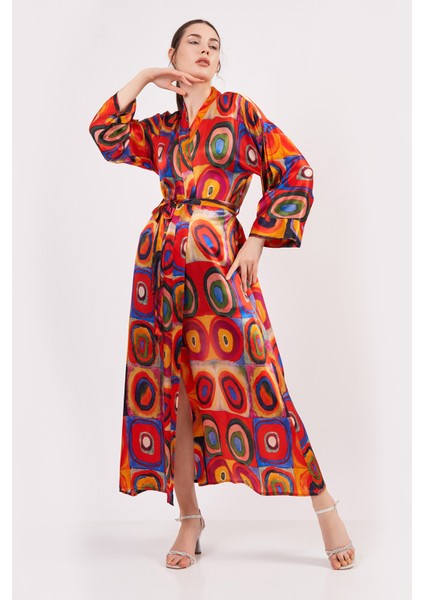 Nomads Felt  Ipek Uzun Kimono Kaftan | Kandinsky Squares With Circles | Nomads Felt