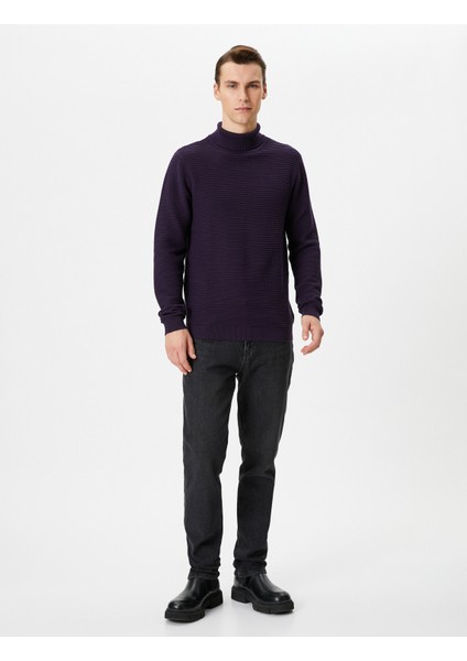 Balıkçı Yaka Kazak Triko Slim Fit Dokulu Uzun Kollu fiyatları