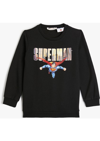 Spiderman Sweat Lisanslı Uzun Kollu Bisiklet Yaka Şardonlu