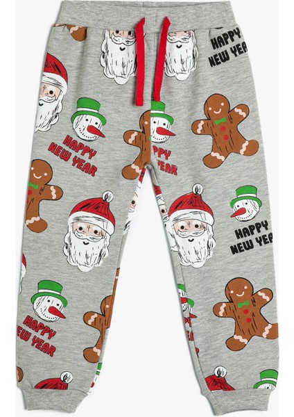 Jogger Eşofman Altı Yılbaşı Temalı Baskı Detaylı