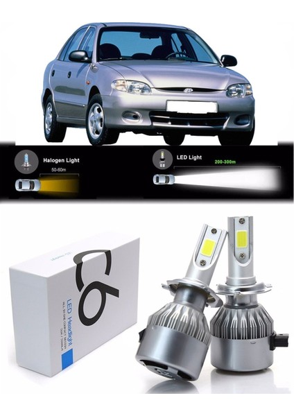 Hyundai Accent Yumurta Kasa Uzun-Kısa Far Şimşek Etkili LED Xenon