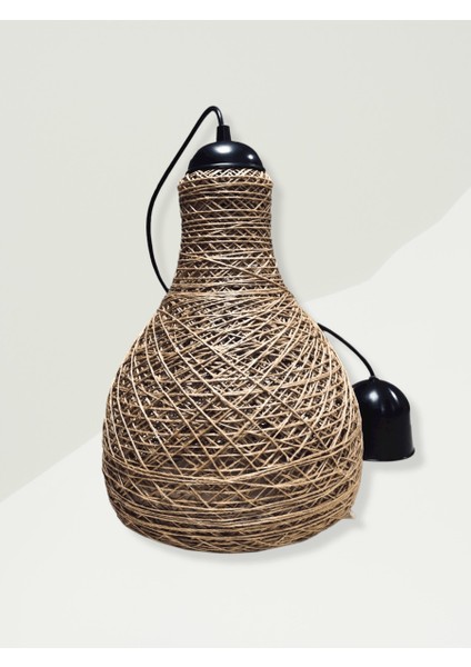 23 cm x 27 cm x 87 Rustik Jüt Halatlı Sarkıt Lamba Avize Keten Ip Başlık Küre Top Sarkıt Avize Huni