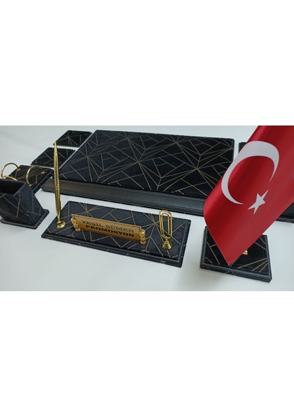 Siyah Deri Çizgili Kadife Kişiye Özel Isi ml ikli Lüks Tasarım Sümen ve Makam Takımı indirimleri