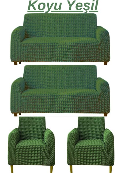3+3+1+1 Bürümcük Koltuk Takımı Örtüsü. Boydan Eteksiz Streç Esnek Lastikli Çekyat Kanepe Kılıfı