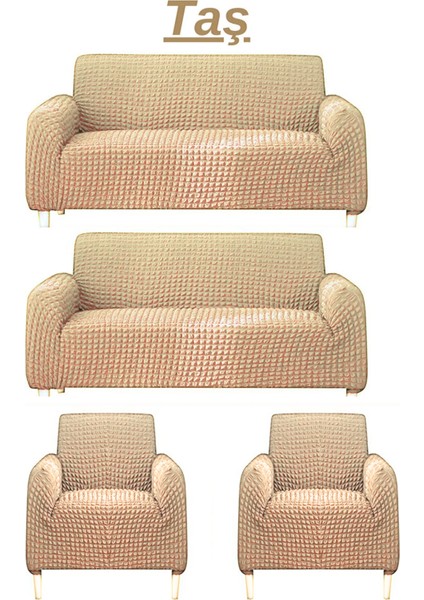 3+3+1+1 Bürümcük Koltuk Takımı Örtüsü. Boydan Eteksiz Streç Esnek Lastikli Çekyat Kanepe Kılıfı