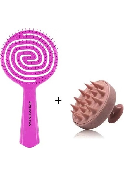 Saç Bakım Fırçası 3 Boyutlu Tarak + Saç Masaj Tarağı 2'li Set