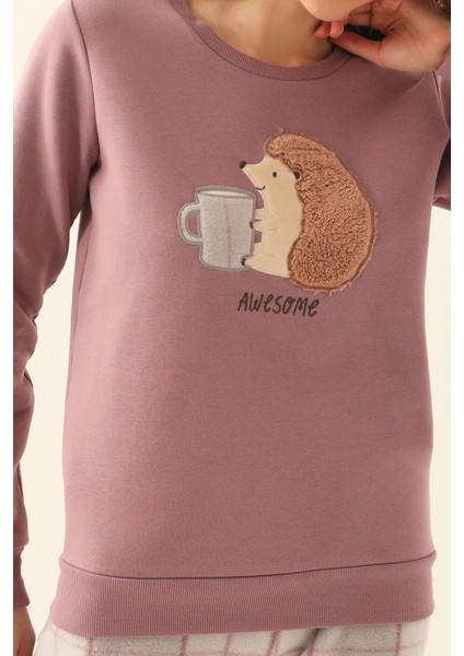 Awesome Mor Kadın Uzun Kol Pijama Takım fırsatları