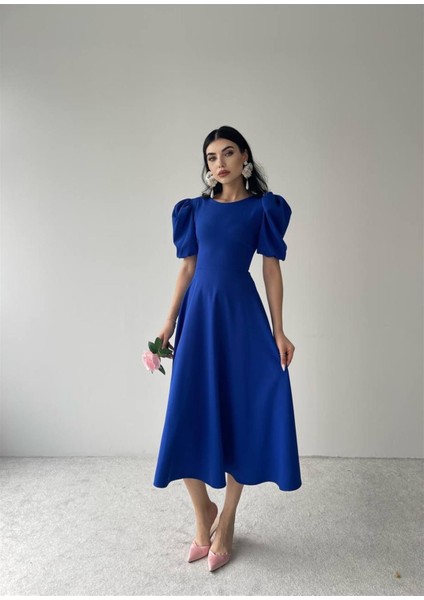 Viki Midi Boy Kloş Elbise SAX-4414