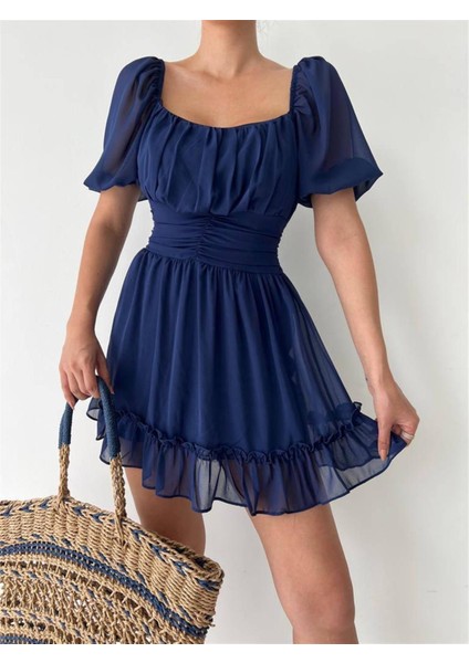 Ester Mini Elbise Mavi