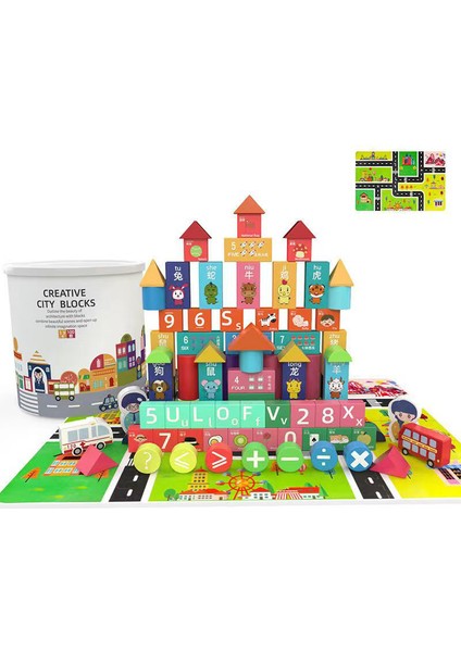 3D Ahşap Yapı Taşı Oyuncak - Renkli (Yurt Dışından)