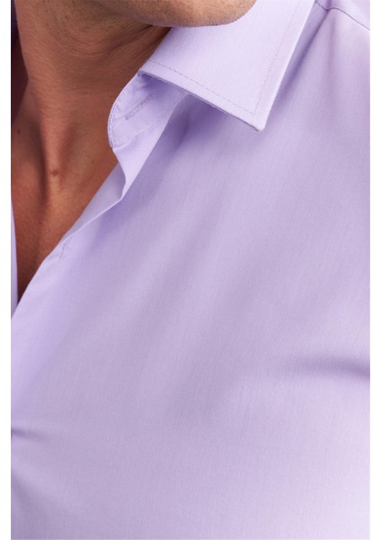 G071 Erkek Uzun Kol Gömlek Lila modelleri