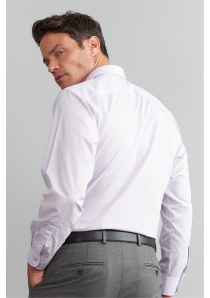 Erkek T.cotton Uzun Kol Açık Lila Gömlek fırsatları