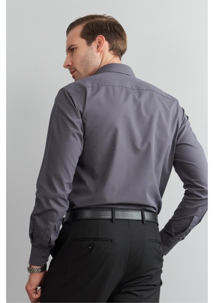 G071 Erkek Uzun Kol Gömlek Füme fırsatları