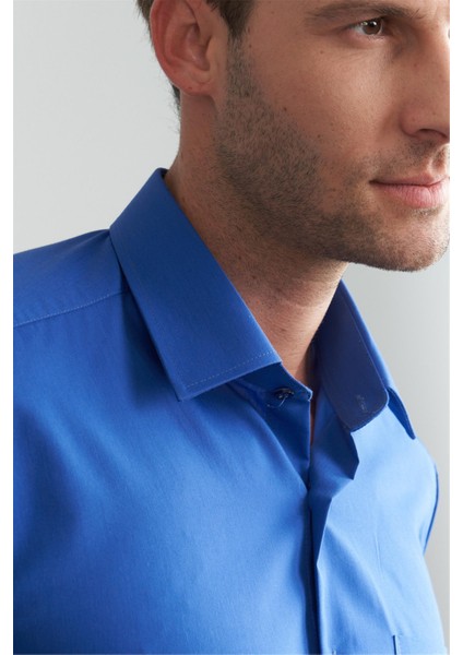 210 D Erkek T.cotton Uzun Kol Mavi Gömlek modelleri